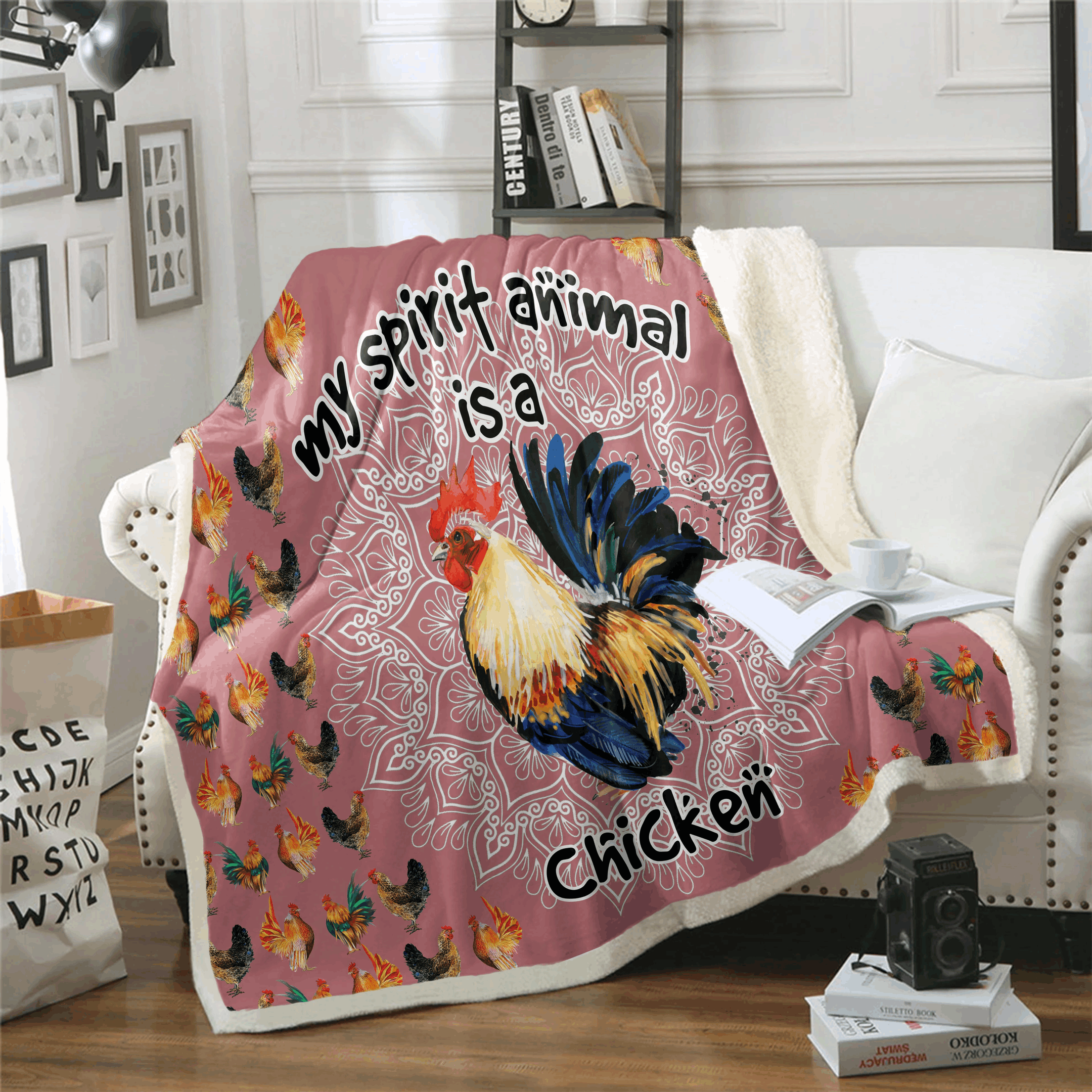 Chicken Is My Spirit Animal B Sherpa Fleece Blanket