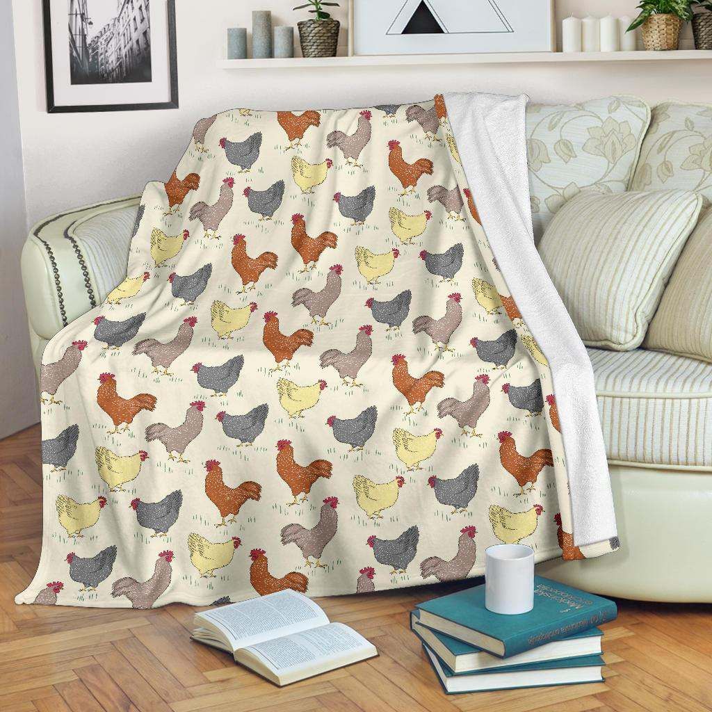 Chicken Pattern Sherpa Fleece Blanket