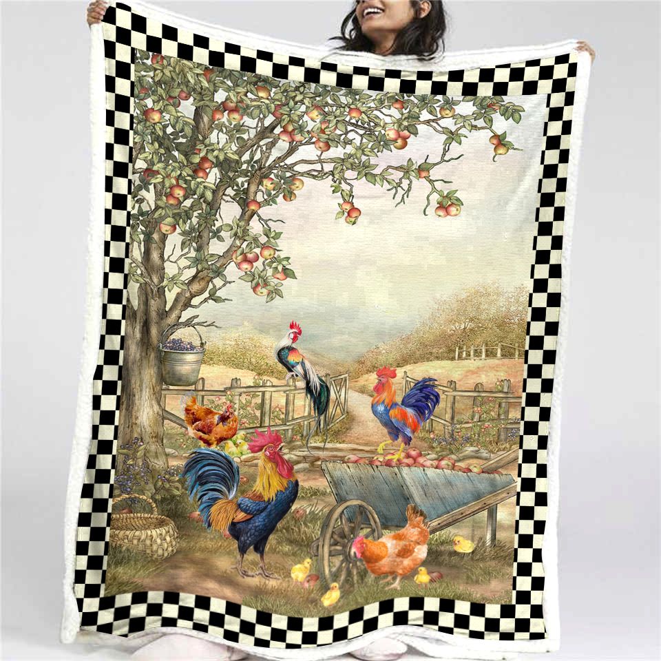 Chicken Peaceful Farm Fleece Blanket
