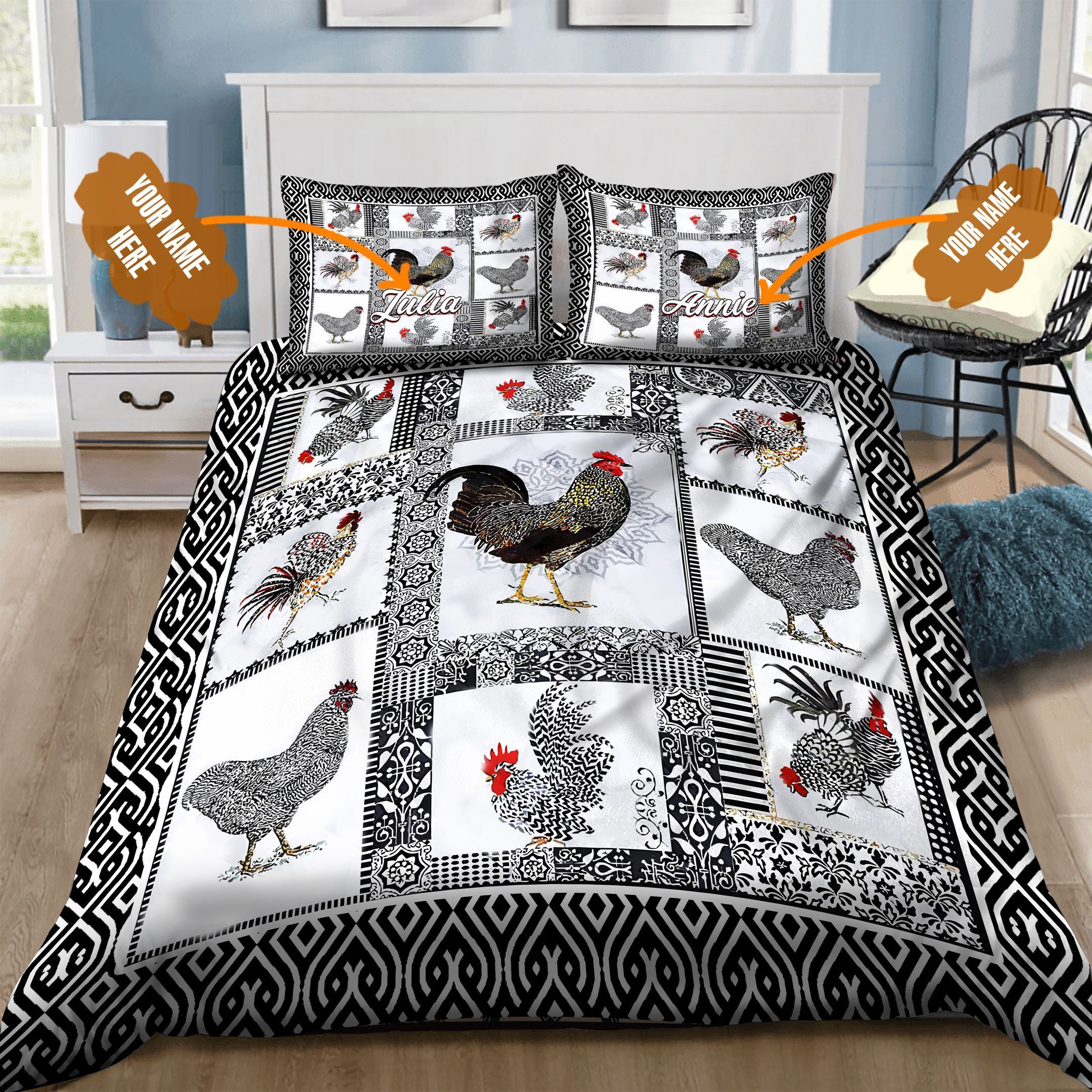 Chicken Personalized Bedding Set