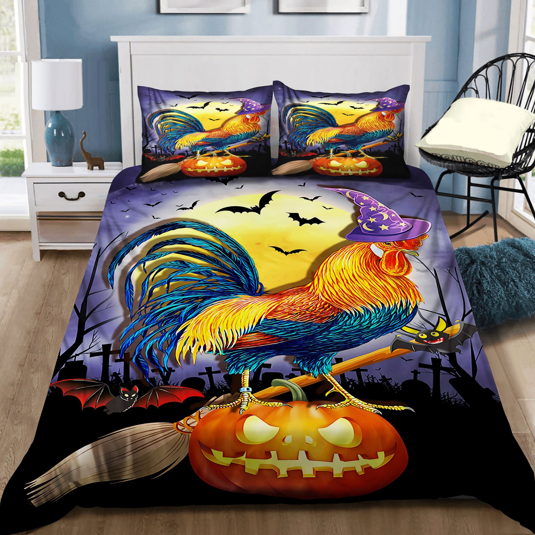 Chicken Rooster Halloween Bedding Set