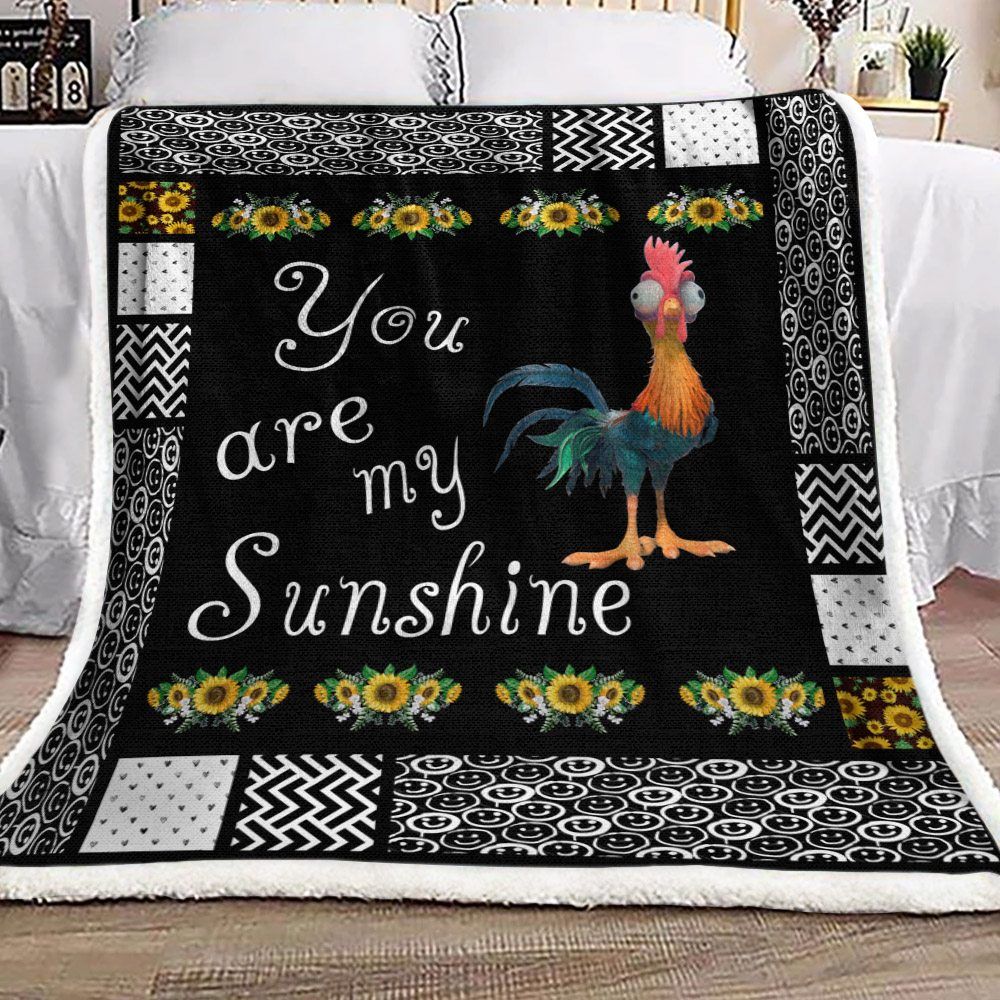 Chicken Sunflower Sherpa Fleece Blanket