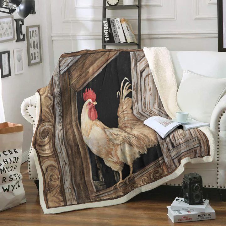 Chicken Window Sherpa Fleece Blanket