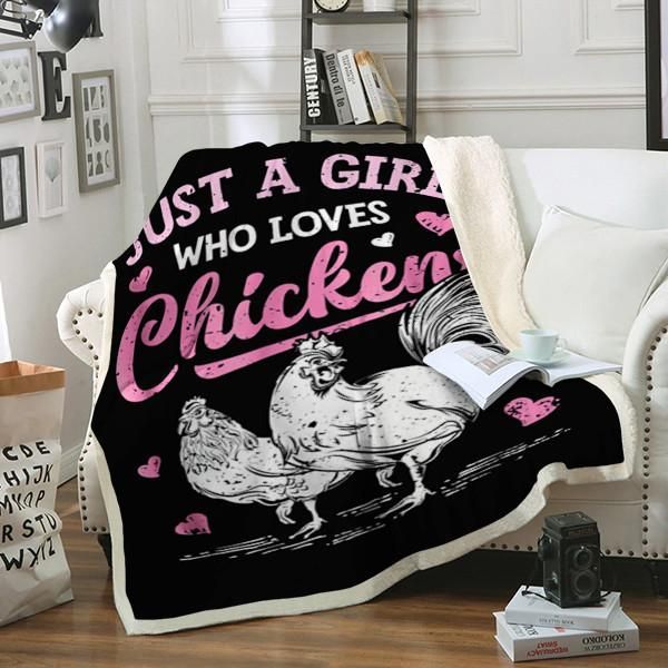 Chickens Just A Girl Sherpa Fleece Blanket