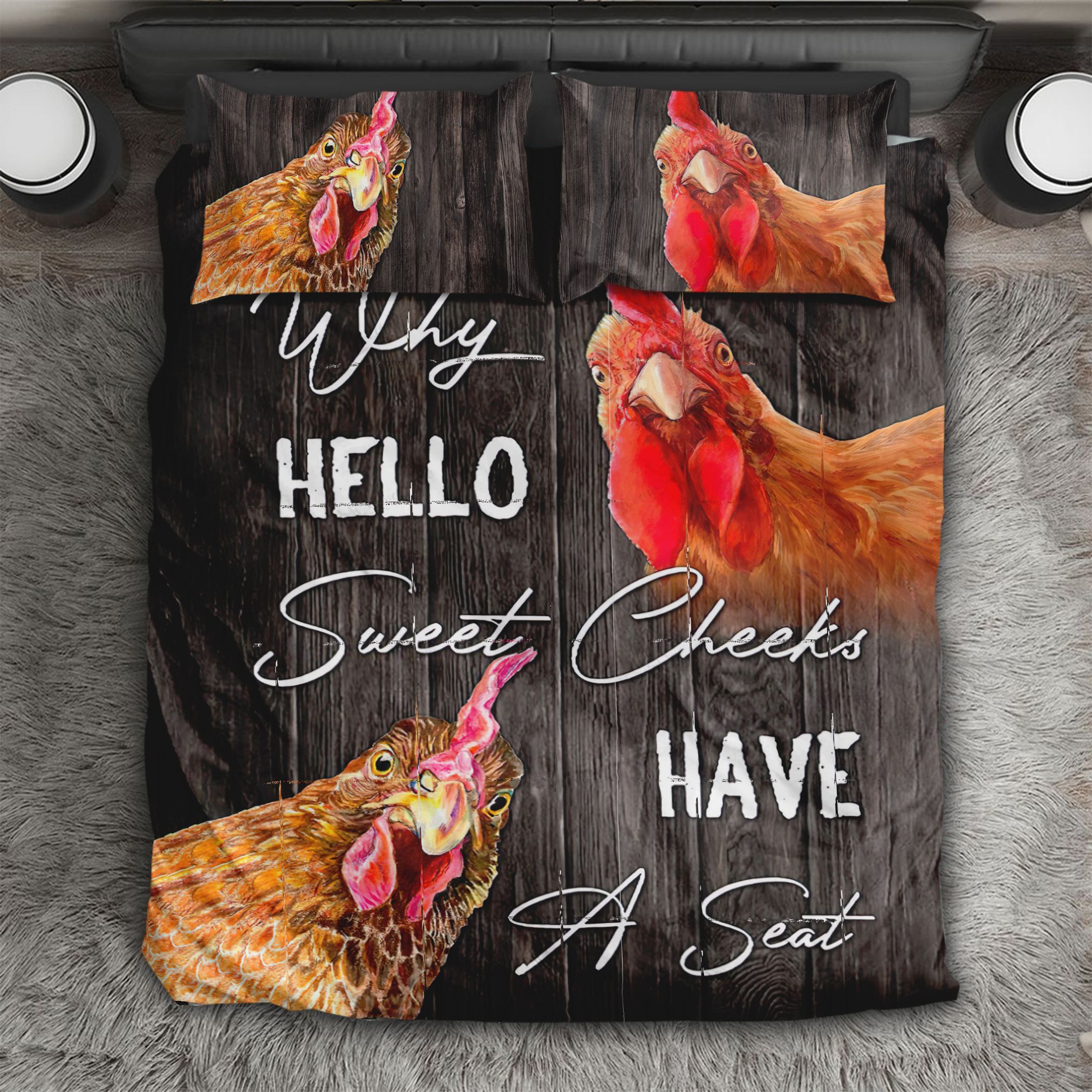 Chickens Wooden Bedding Set