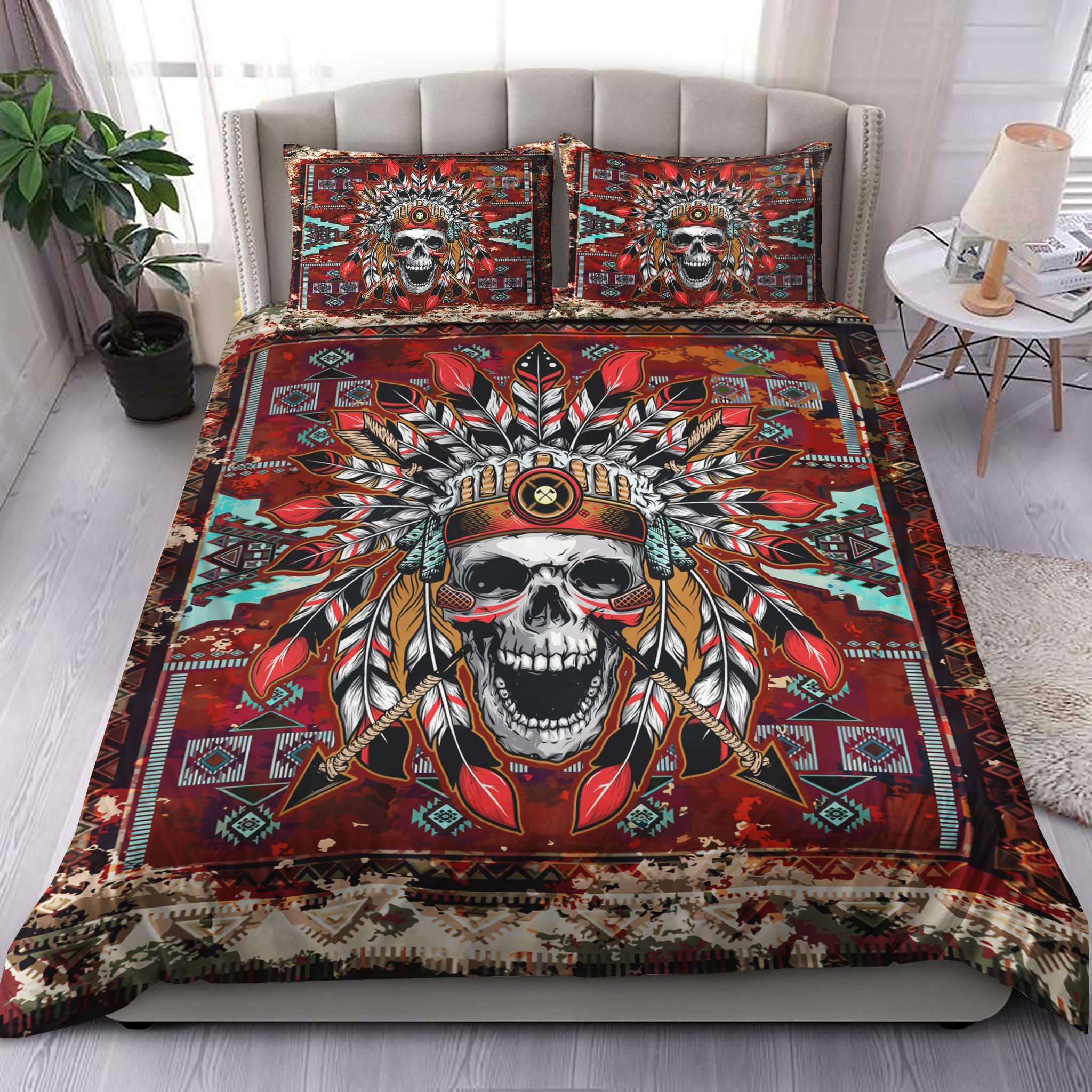 Chief Skull Native America Bedding Set