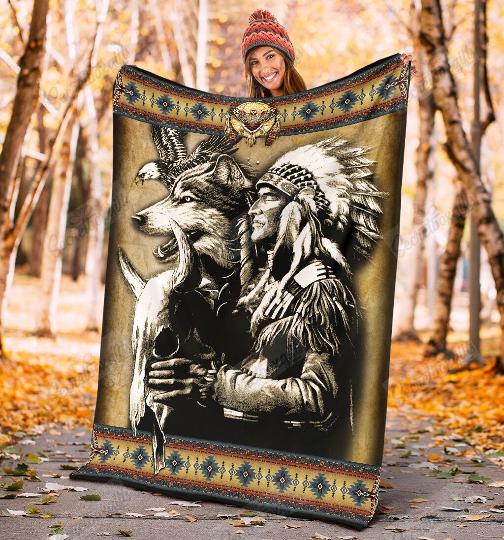 Chief Wolf Fleece Blanket