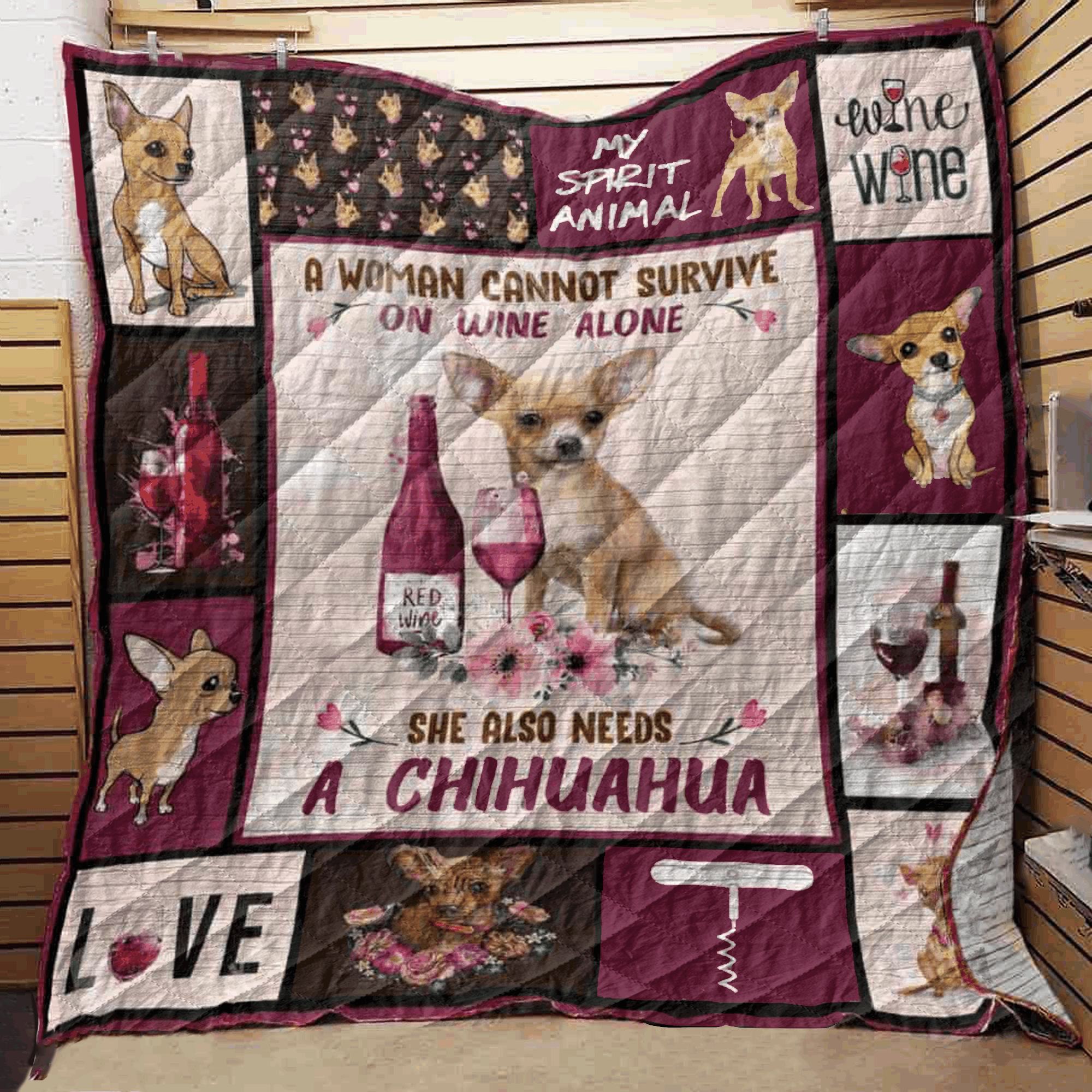 Chihuahua And Wine So Much Love Qs Quilt Blanket Dhc09121907Dd