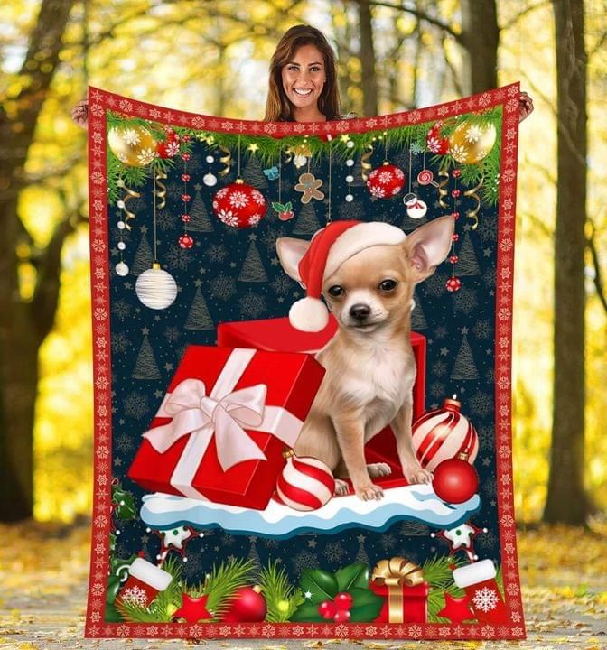 Chihuahua Christmas Fleece Blanket