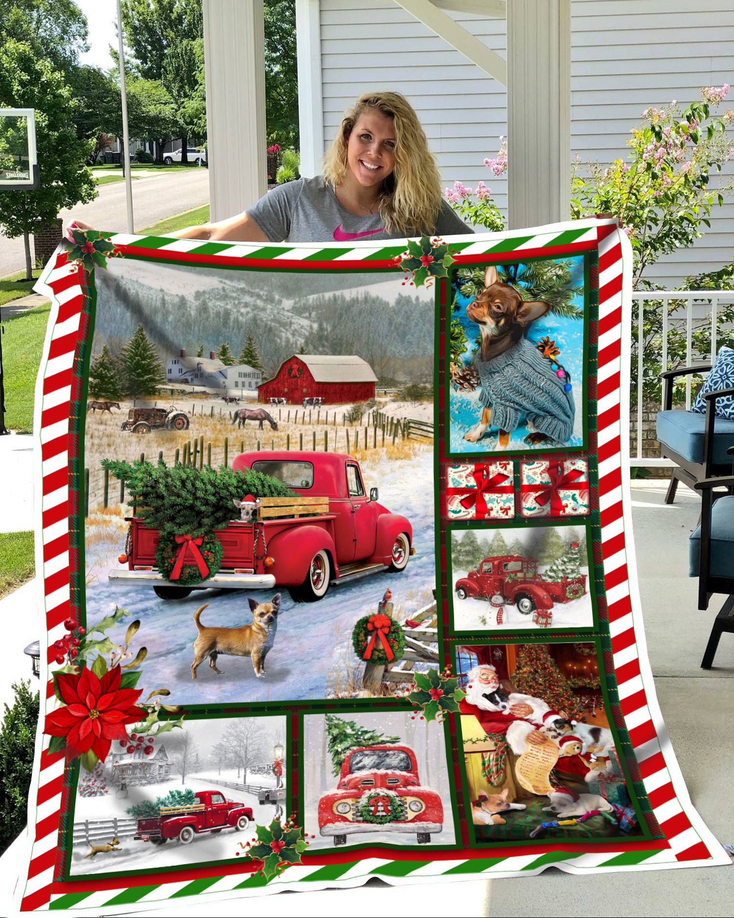 Chihuahua Christmas Fleece Blanket