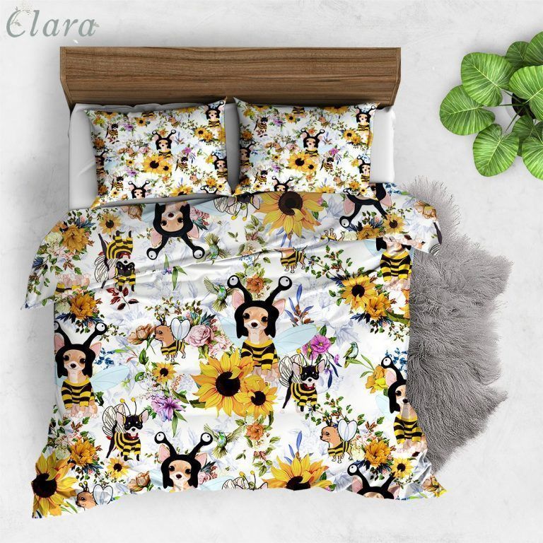 Chihuahua Cosplay Bee Floral Bedding Set
