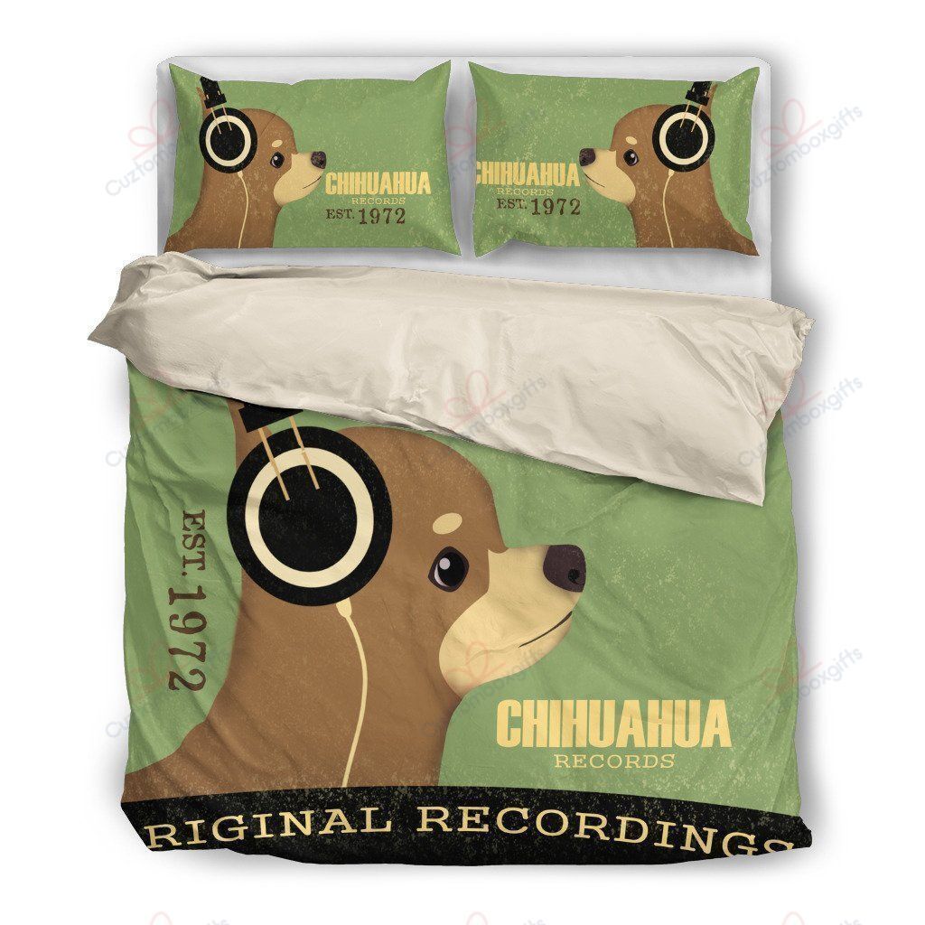 Chihuahua Headphones Printed Bedding Set