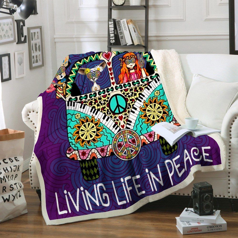 Chihuahua Hippie Sherpa Fleece Blanket