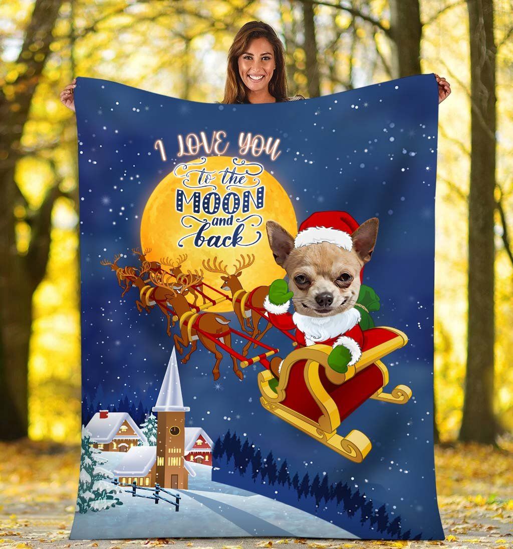 CHIHUAHUA I LOVE YOU TO MOON AND BACK Fleece Blanket