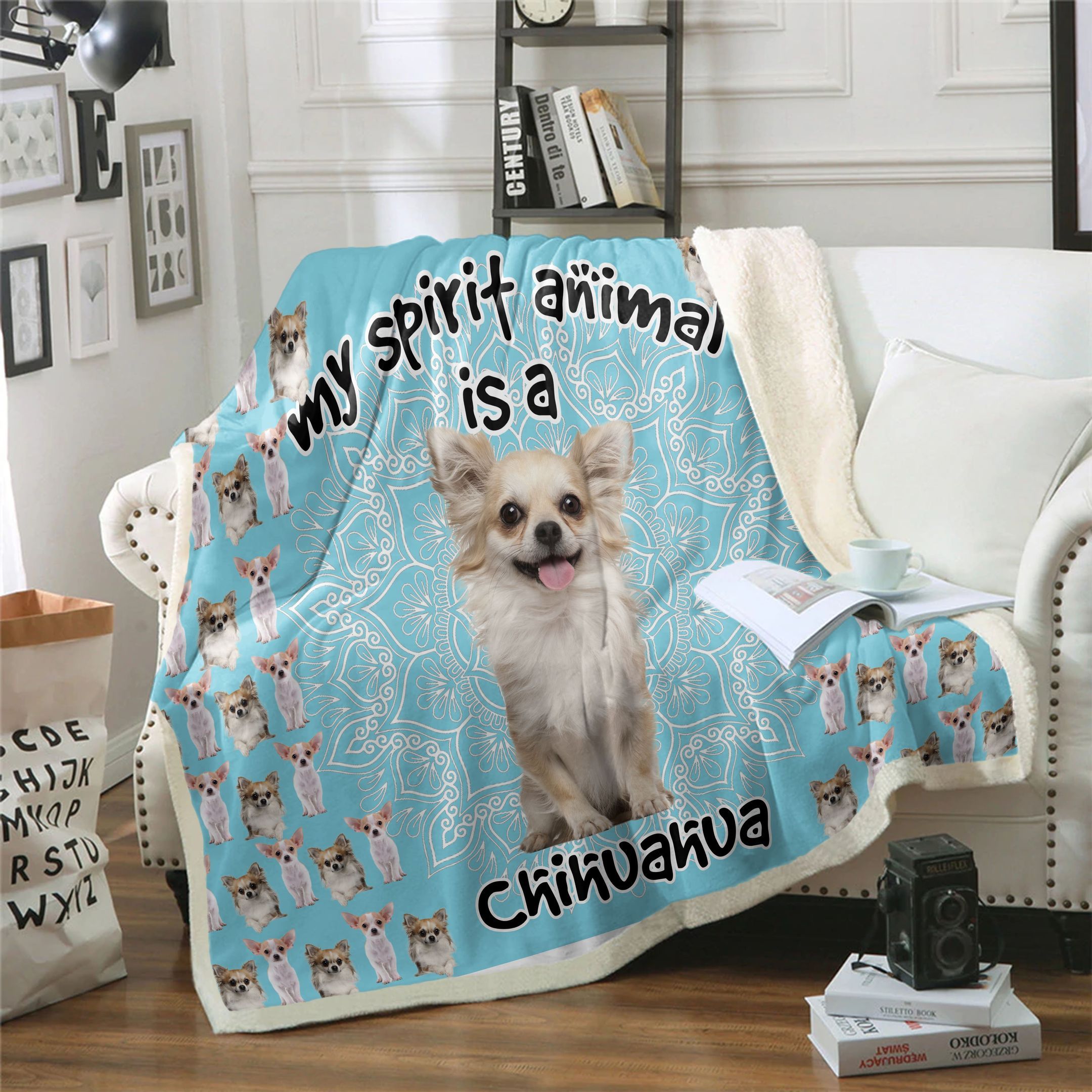 Chihuahua Is My Spirit Animal Sherpa Fleece Blanket