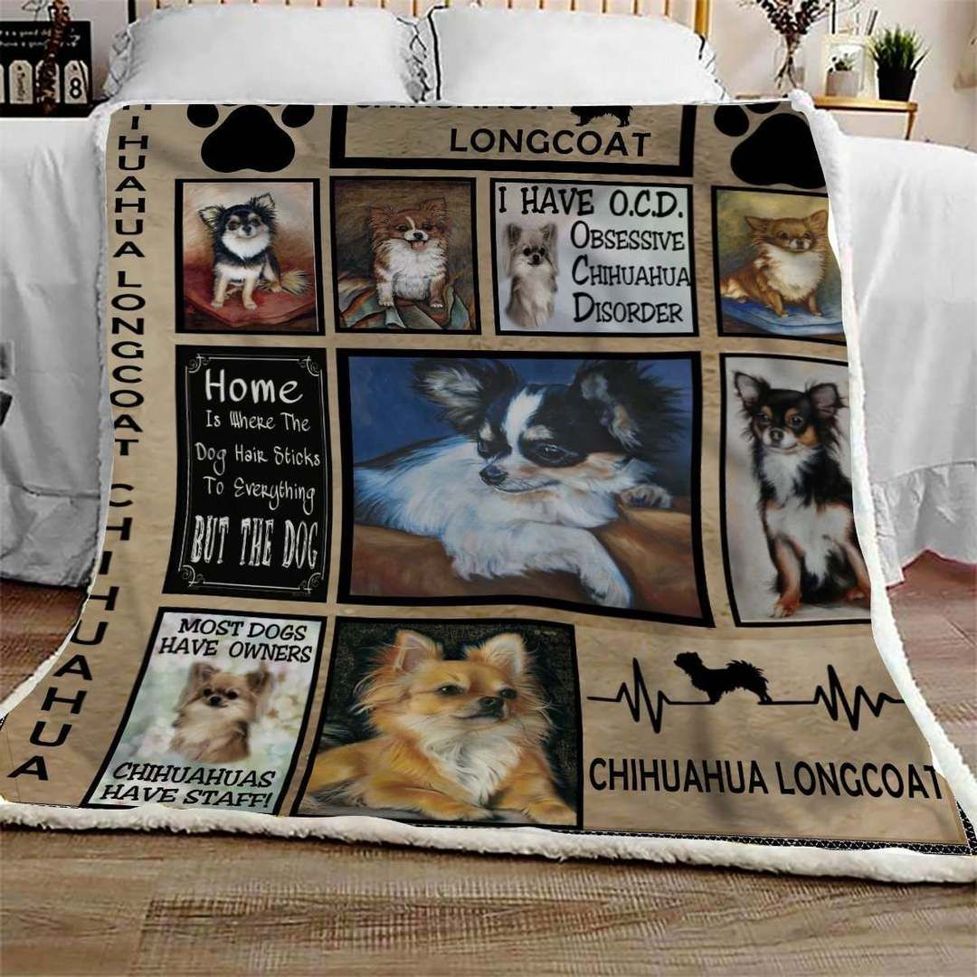 Chihuahua Longcoat Sherpa Fleece Blanket