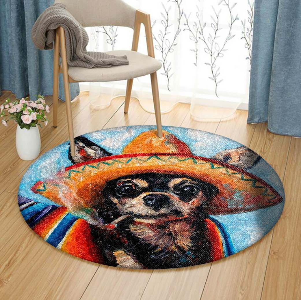 Chihuahua Mexico Round Carpet