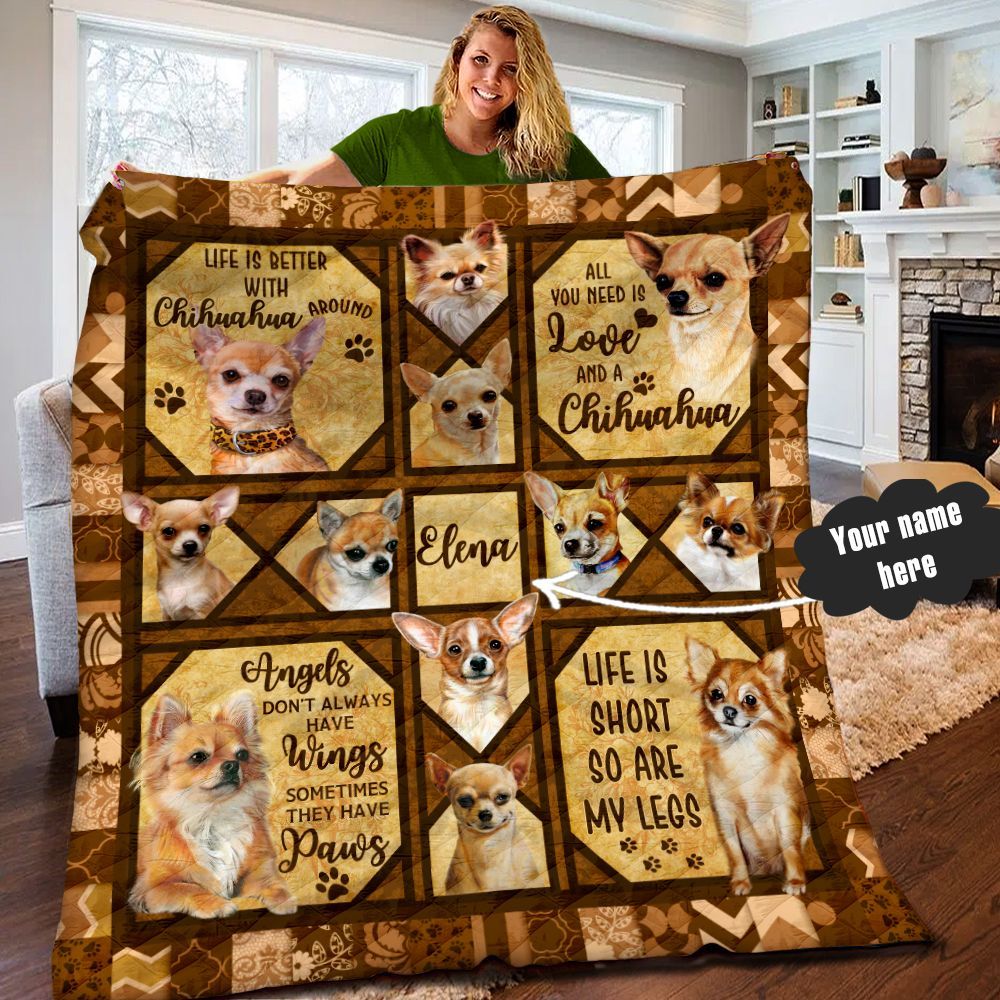 Chihuahua Personalized Quilt Blanket LML030614DT