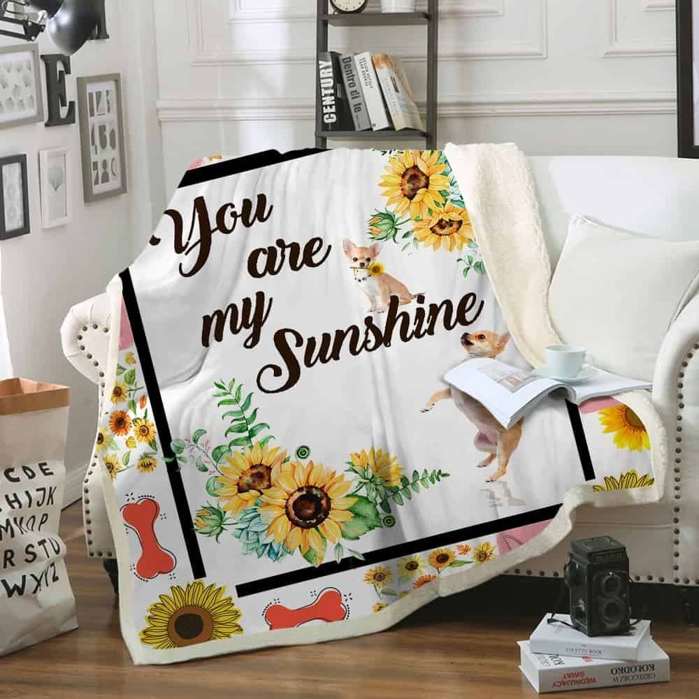 Chihuahua Sunflower Sherpa Fleece Blanket