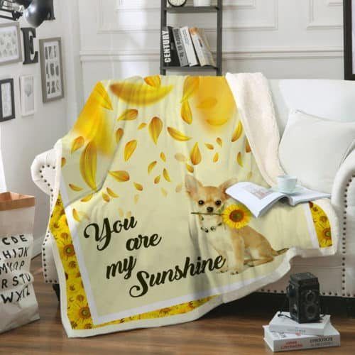 Chihuahua Sunflower Sherpa Fleece Blanket
