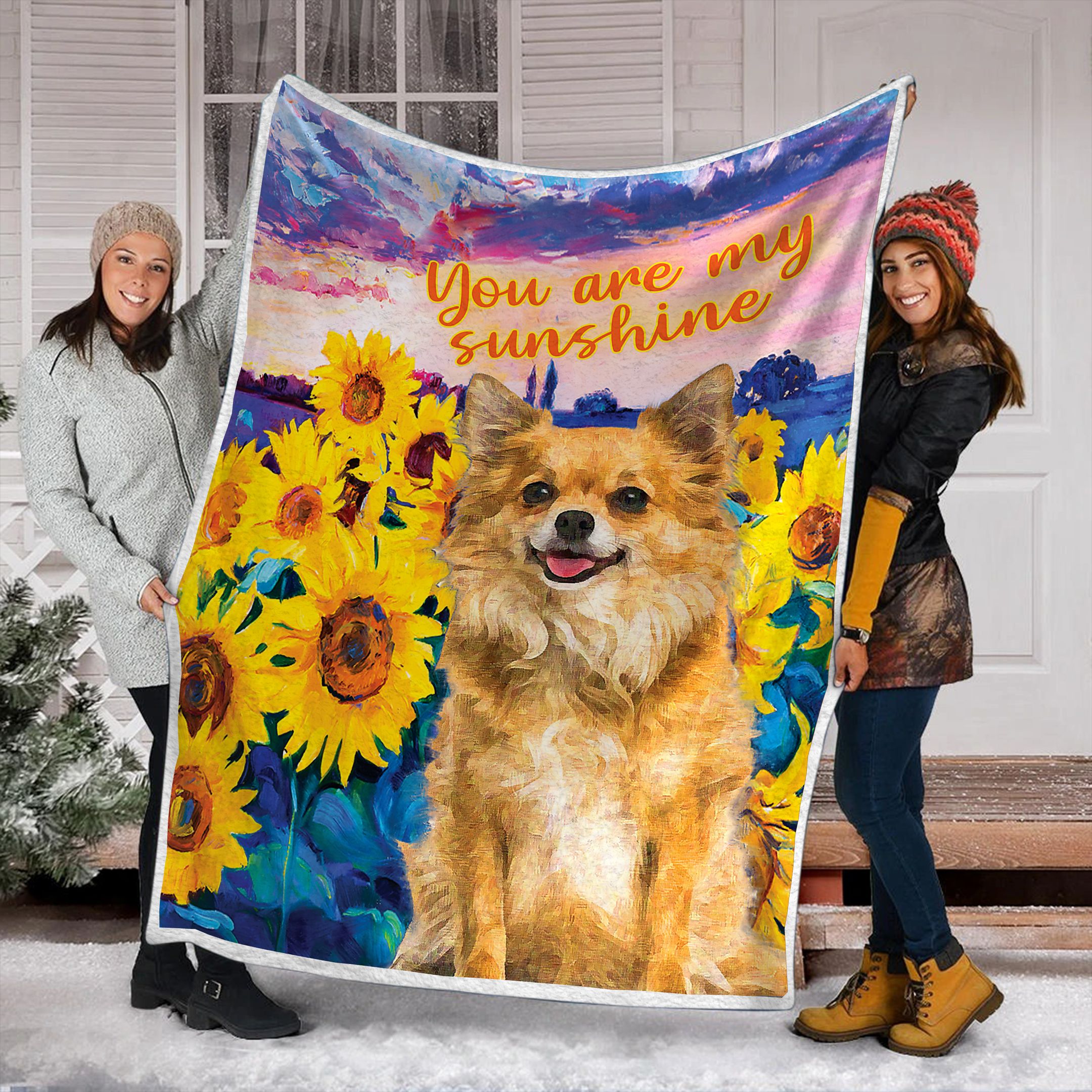 Chihuahua Sunflower Fleece Blanket