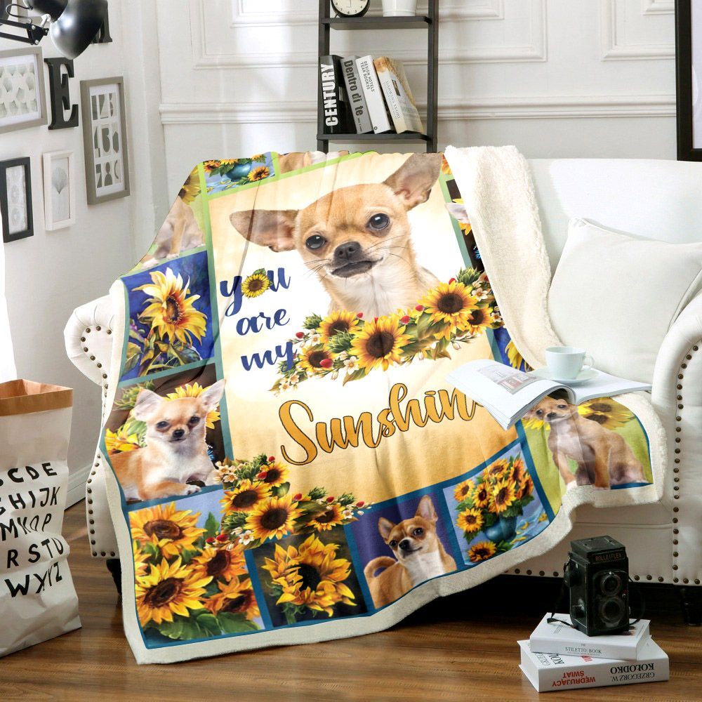 Chihuahua Sunflower Sherpa Fleece Blanket
