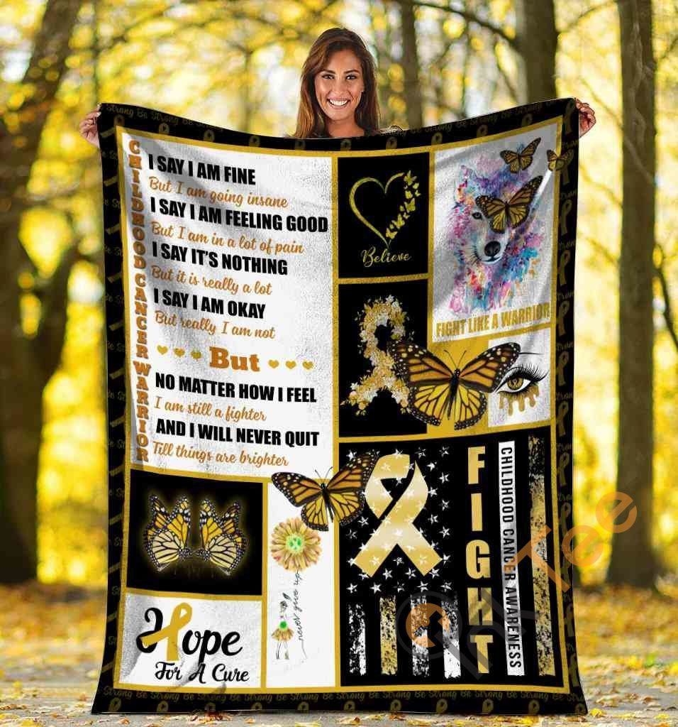 Childhood Cancer Awareness Printed Fleece Blanket