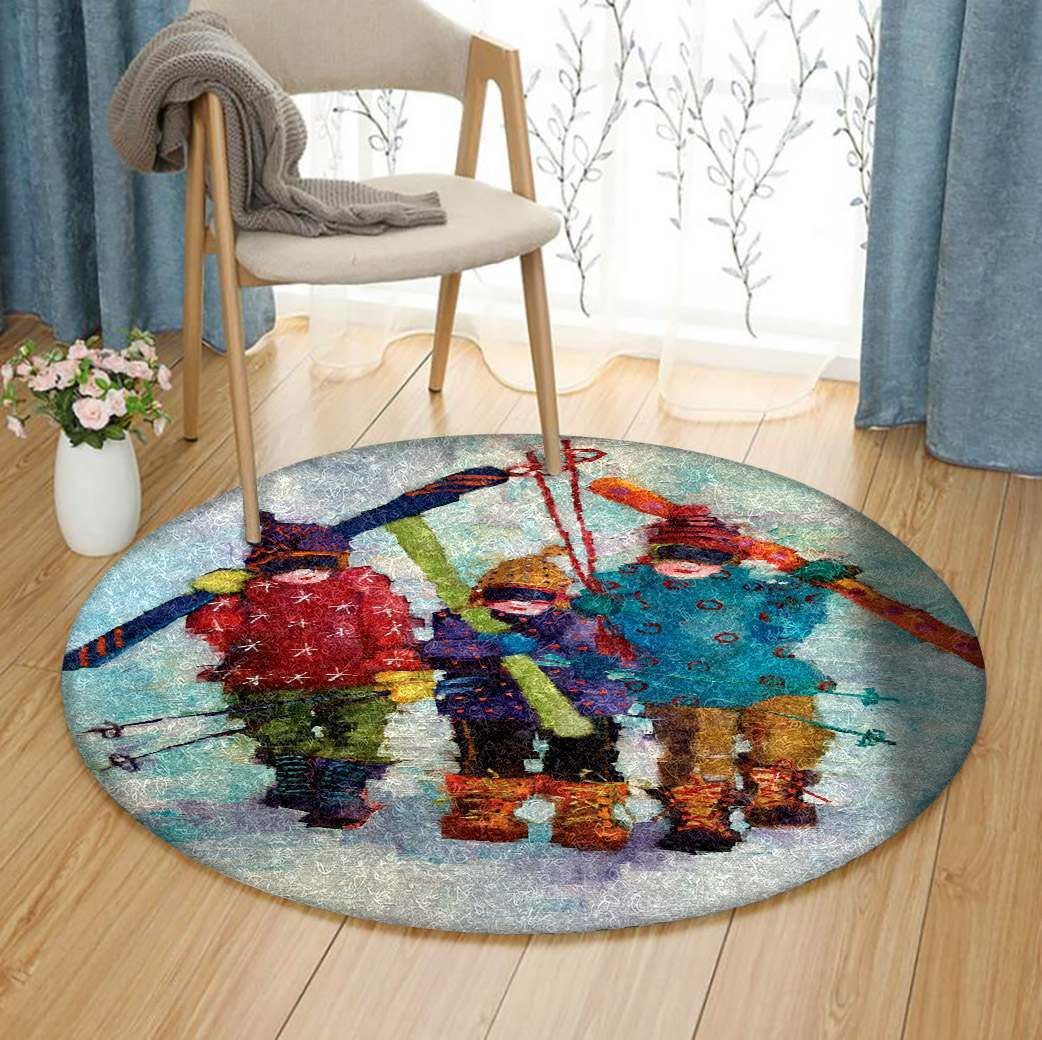 Children Skiing Round Carpet
