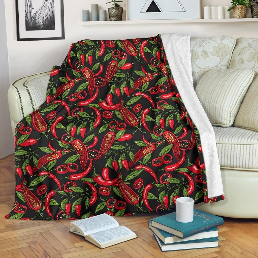 Chilli Pepper Pattern Sherpa Fleece Blanket