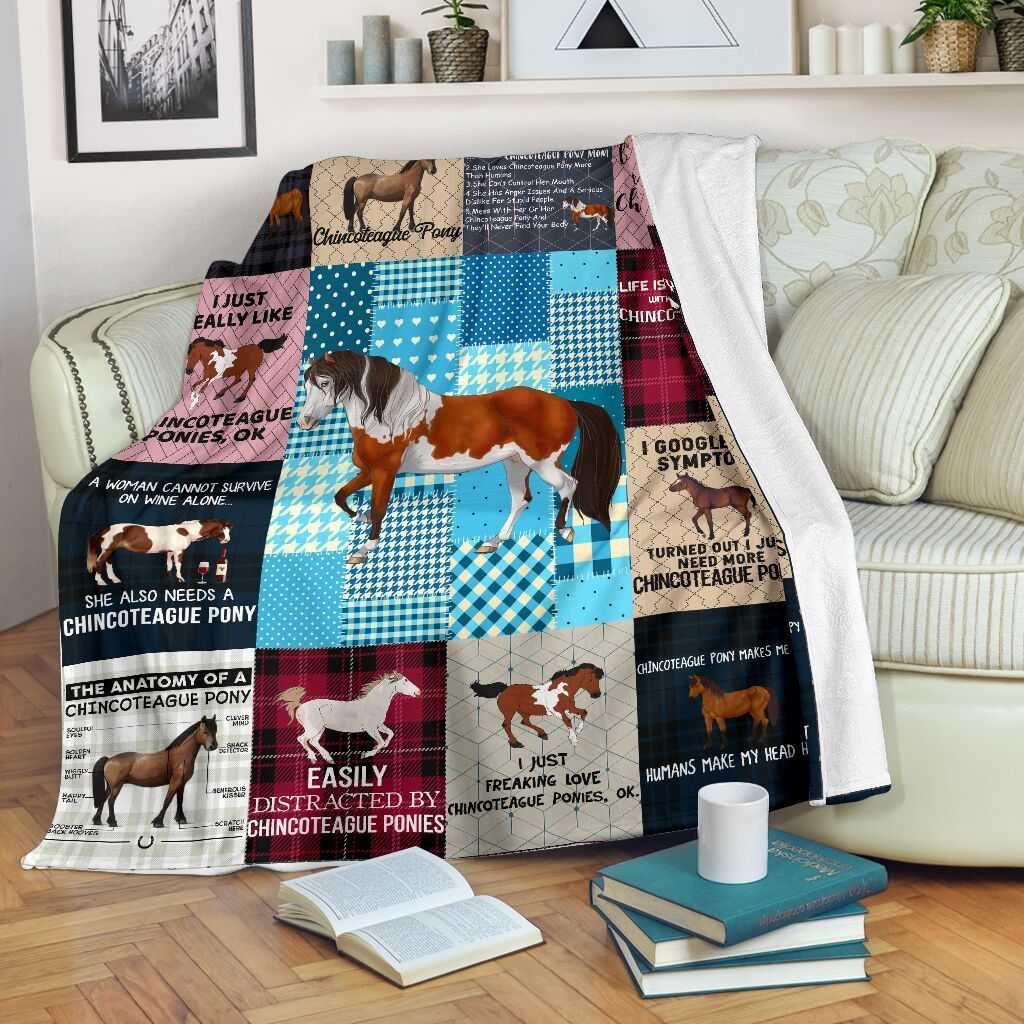 Chincoteague Pony Horse Sherpa Fleece Blanket