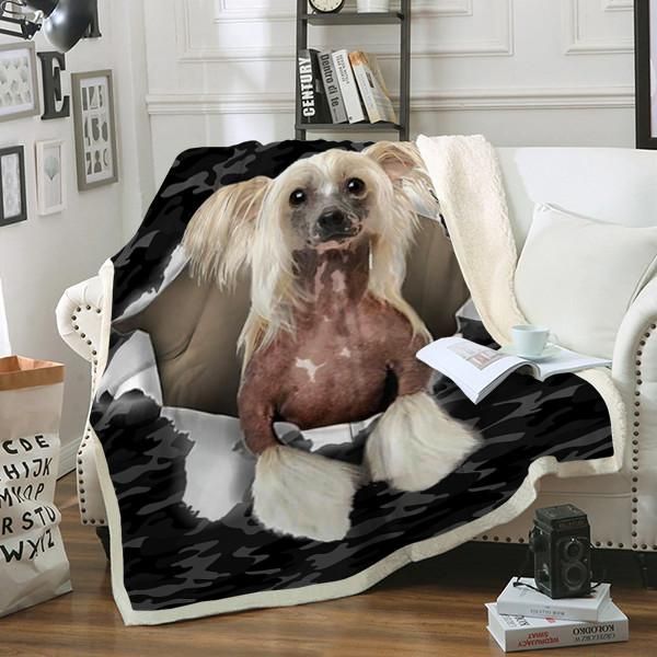Chinese Crested Dog Sherpa Fleece Blanket