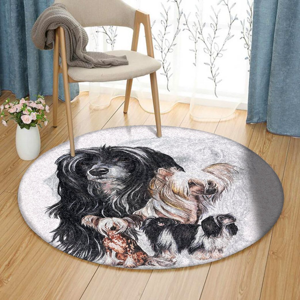 Chinese Crested Dog Round Carpet