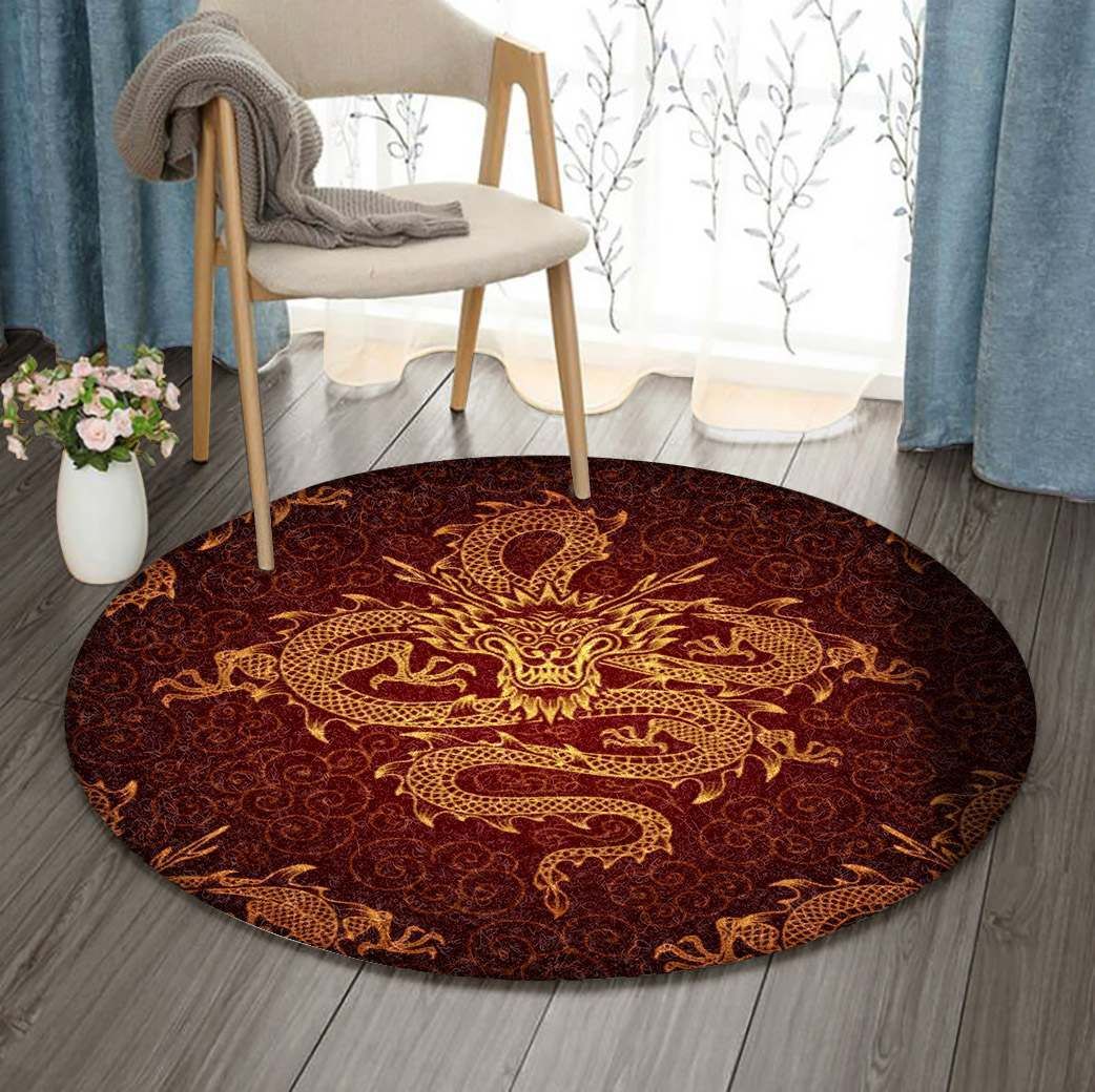 Chinese Dragon Round Carpet