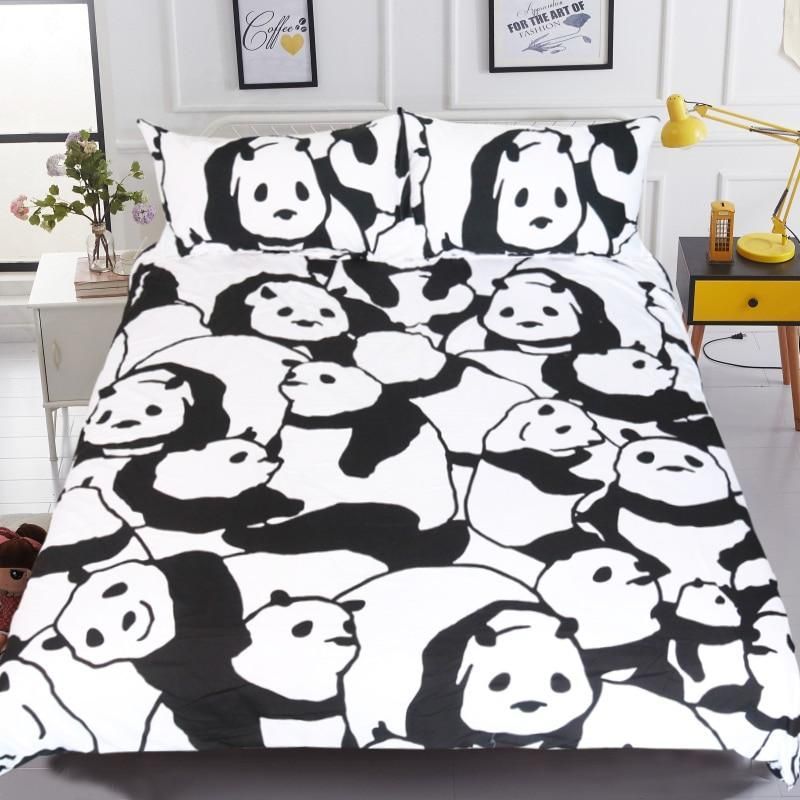 Chinese Panda Black And White Bedding Set