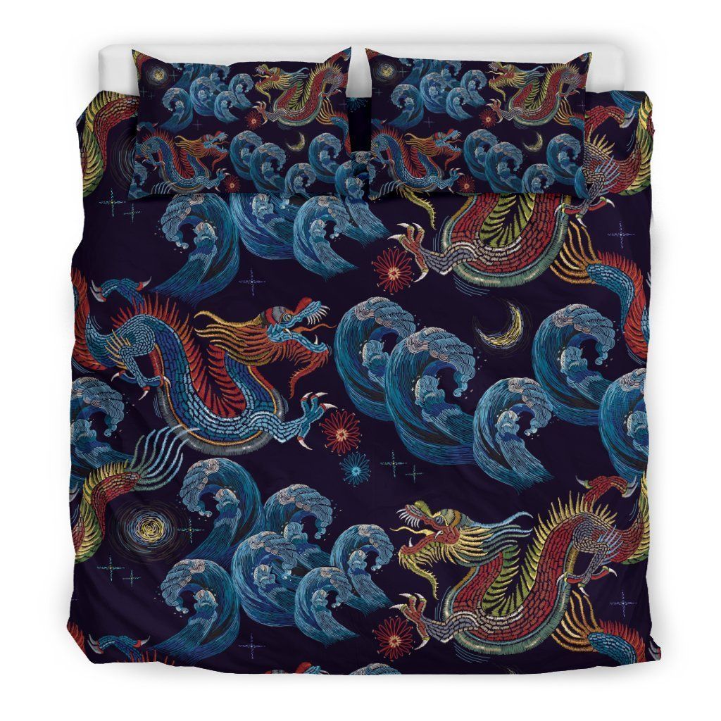 Chinese Wave Dragon Cool Design Comfortable Bedding Set