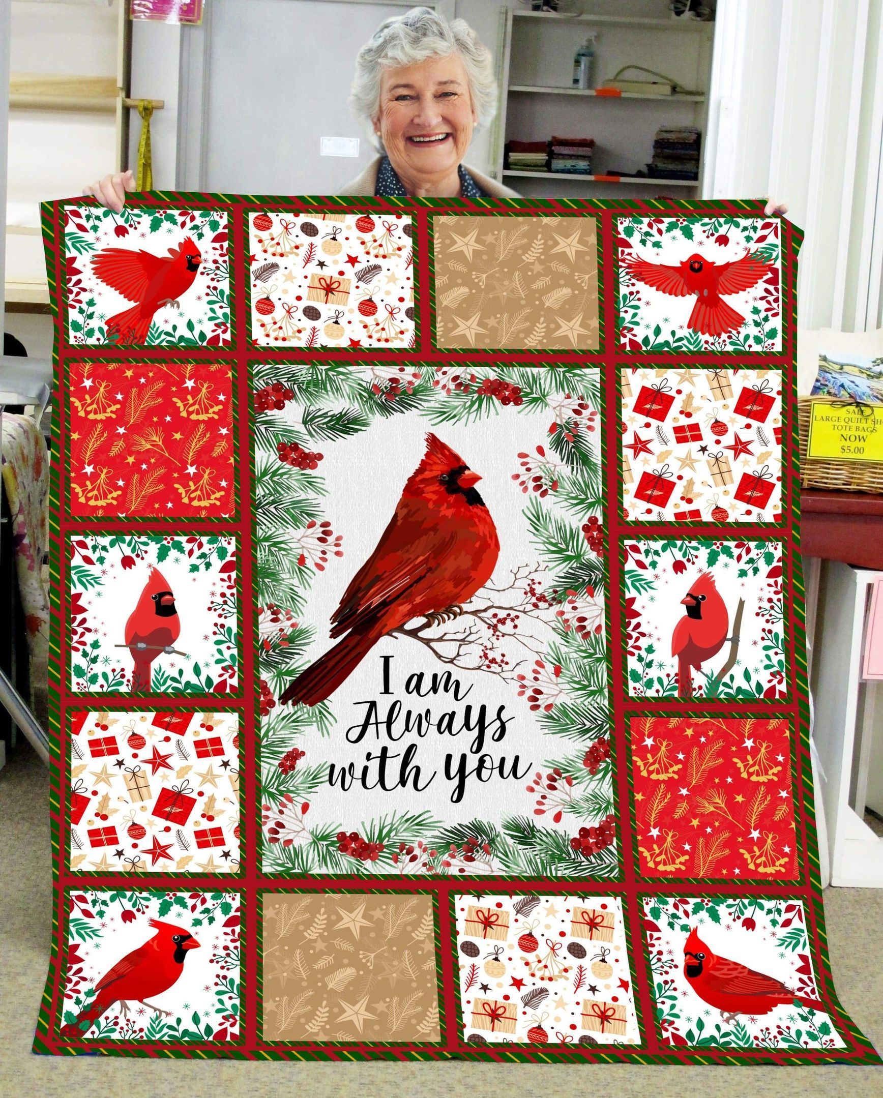 Chirstmas Atmosphere Always With You Cardinal Soft Fleece Blanket Gift