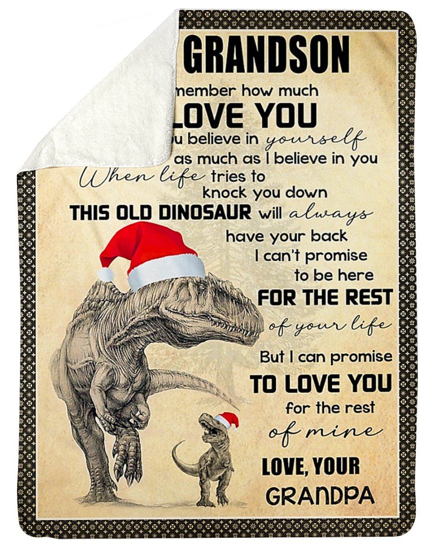 Chirstmas T Rex How Much I Love You Grandpa To My Grandson Fleece Blanket Sherpa Blanket