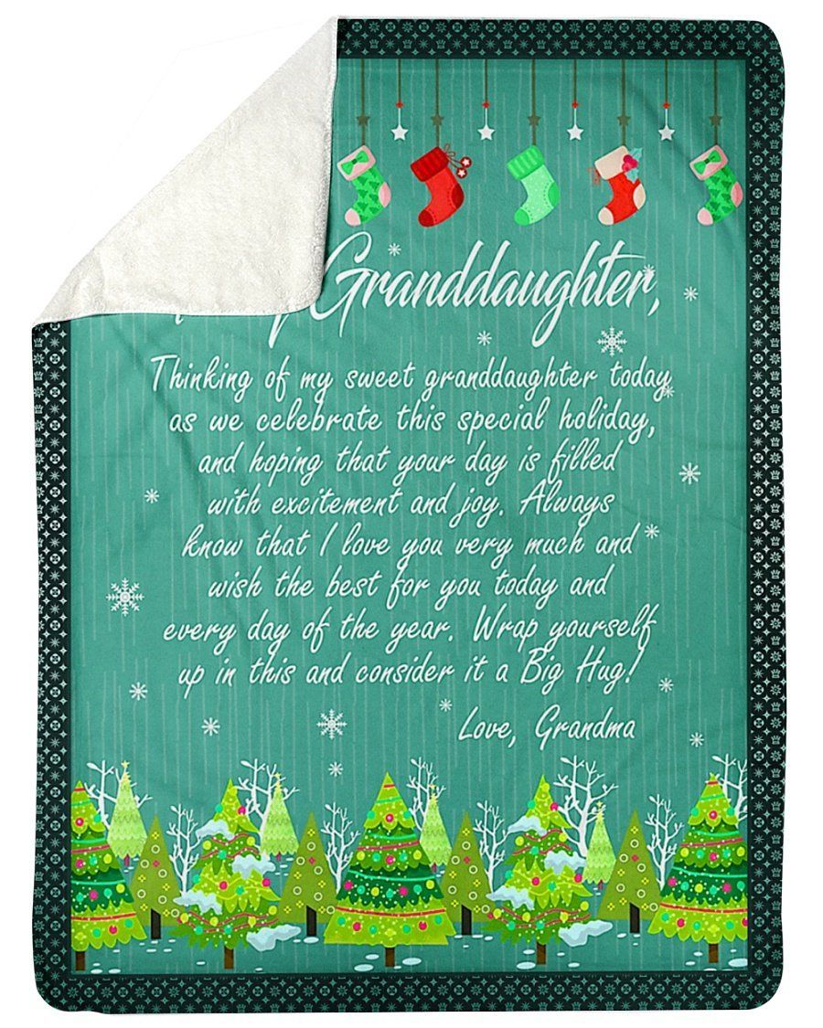Chirtsmas Tree And Socks Love You Very Much To Granddaughter Fleece Blanket Sherpa Blanket