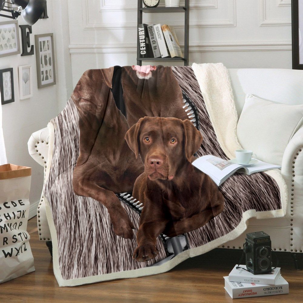 Chocolate Labrador Dog Fleece Blanket