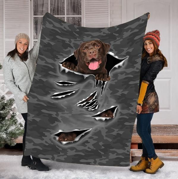 Chocolate Labrador Scratch Dog Sherpa Fleece Blanket