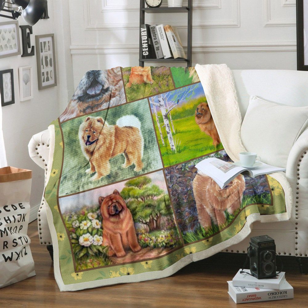 Chowchow Dog Sherpa Fleece Blanket