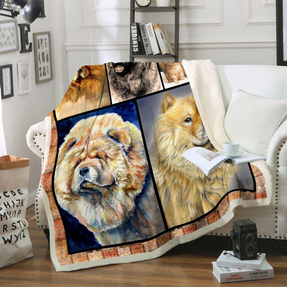 Chowchow Dog Sherpa Fleece Blanket