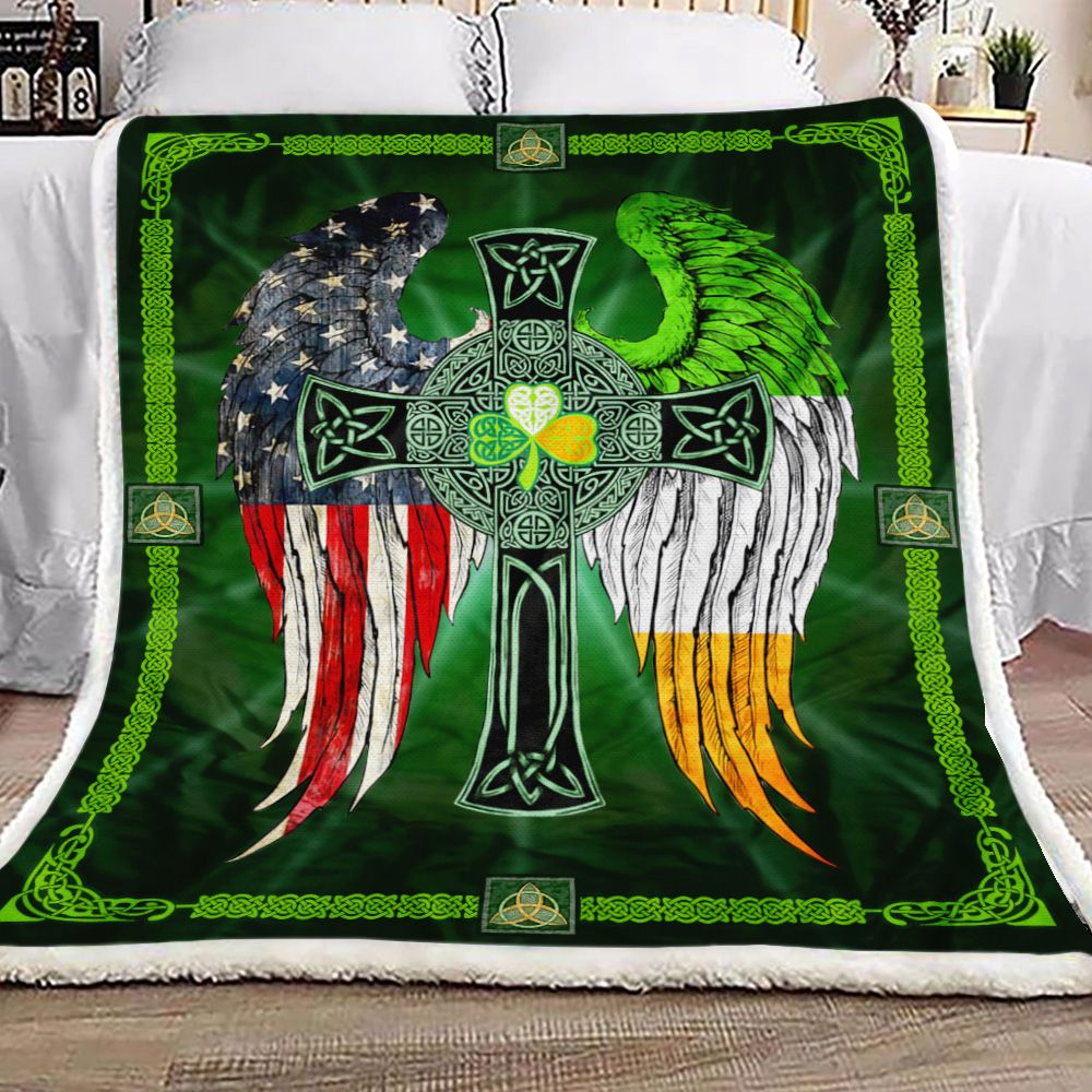 Christian Celtic Cross Wing Saint Patricks Day Irish Fleece Blanket