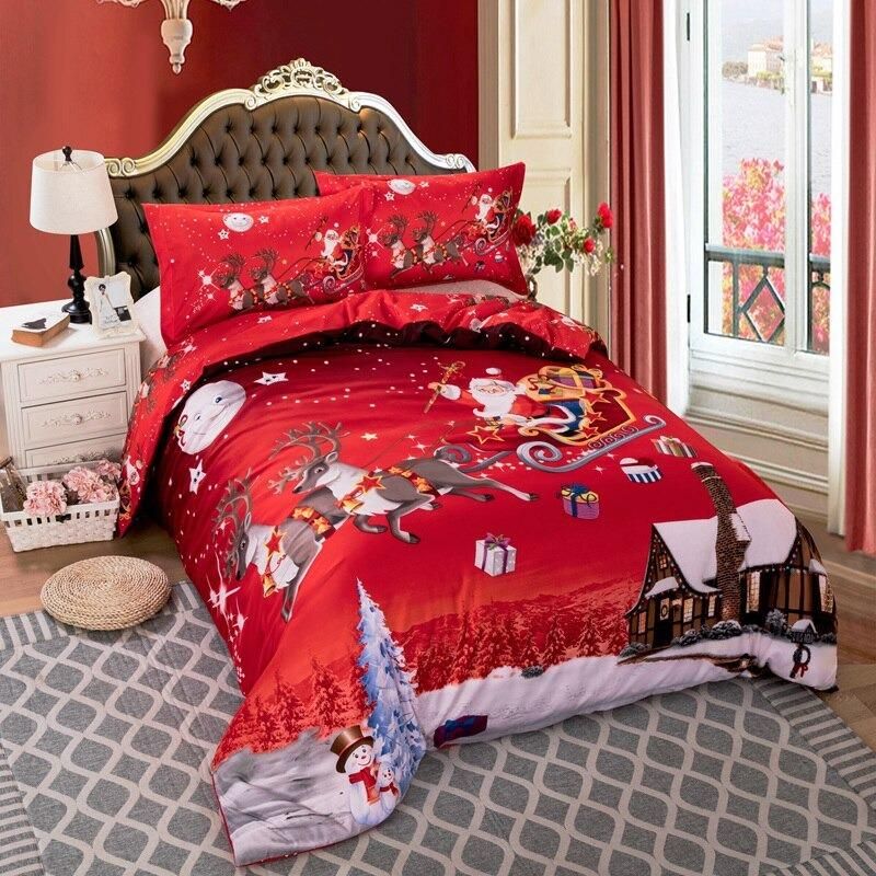 Christmas 3d Merry Christmas Deer And Santa Claus Bedding Set