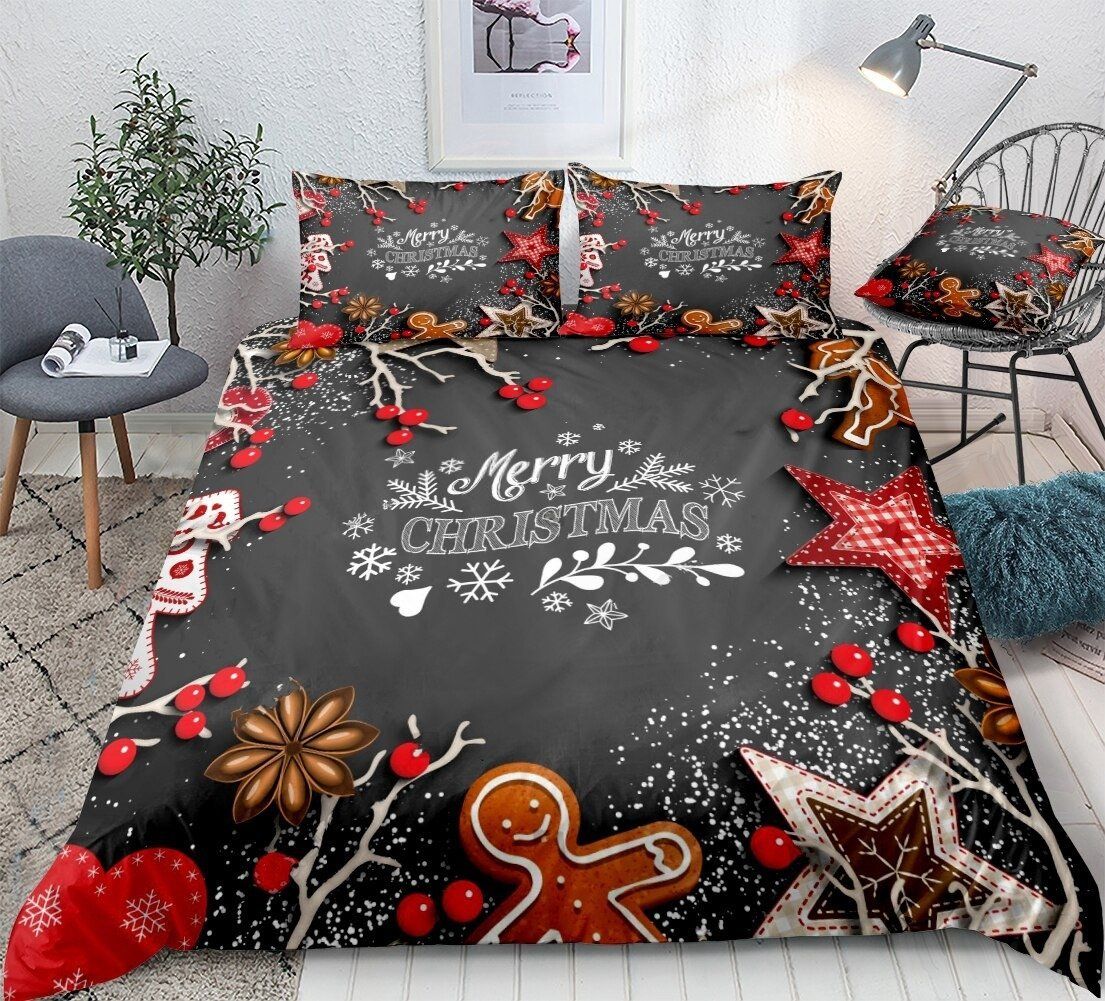 Christmas 3d Snowflakes Stars Bedding Set