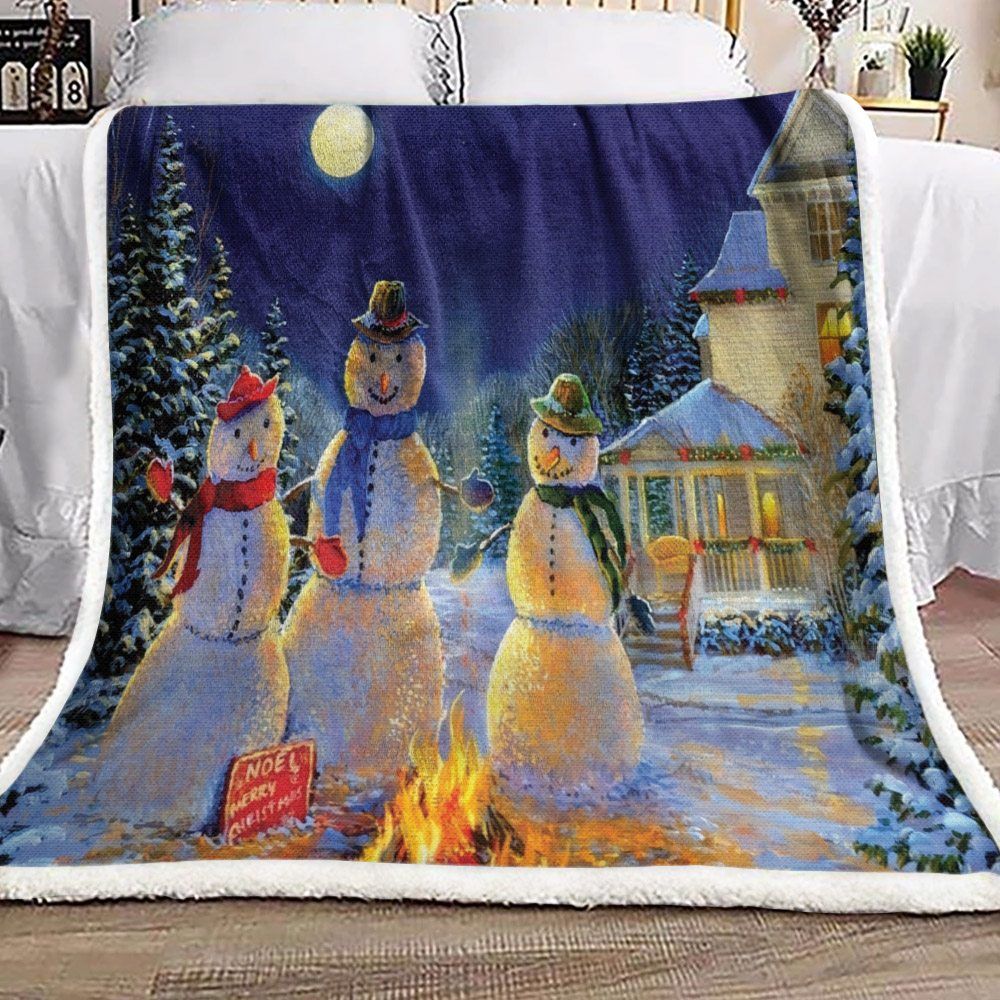 Christmas And Fire Sherpa Fleece Blanket