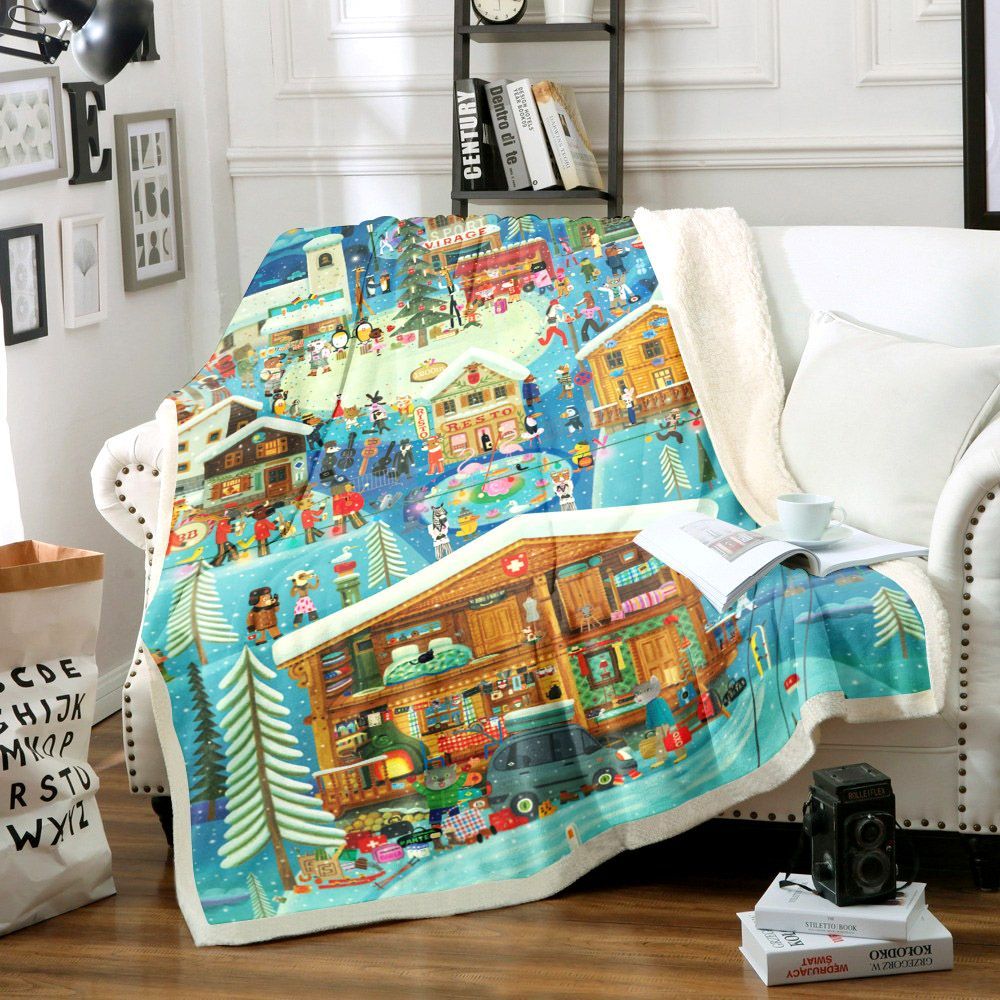 Christmas Animal City Sherpa Fleece