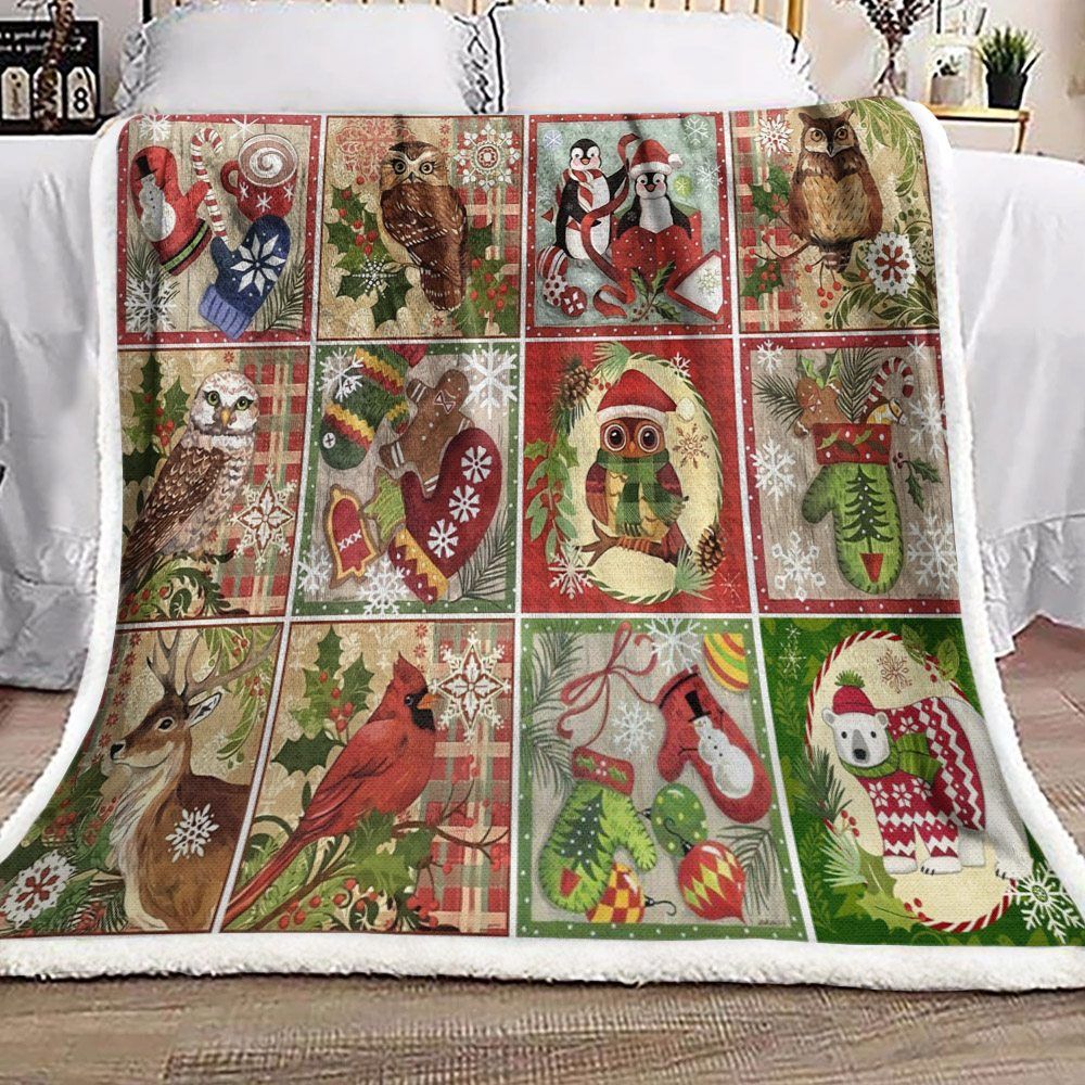 Christmas Animals Sherpa Fleece Blanket