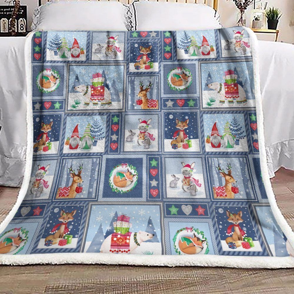 Christmas Animals Sherpa Fleece Blanket