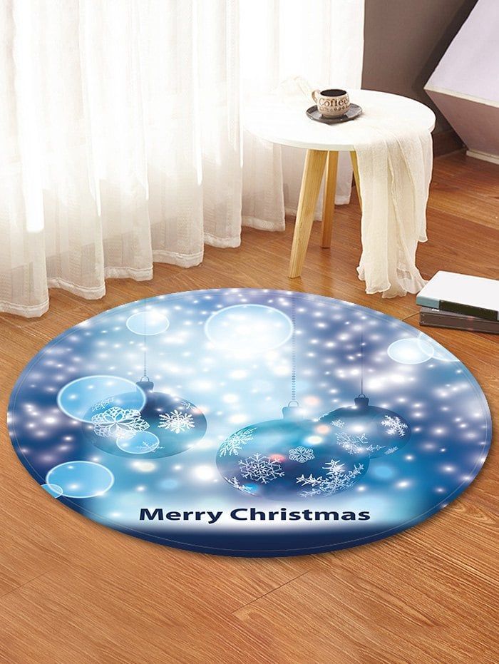 Christmas Balls And Snowflakes Round Carpet